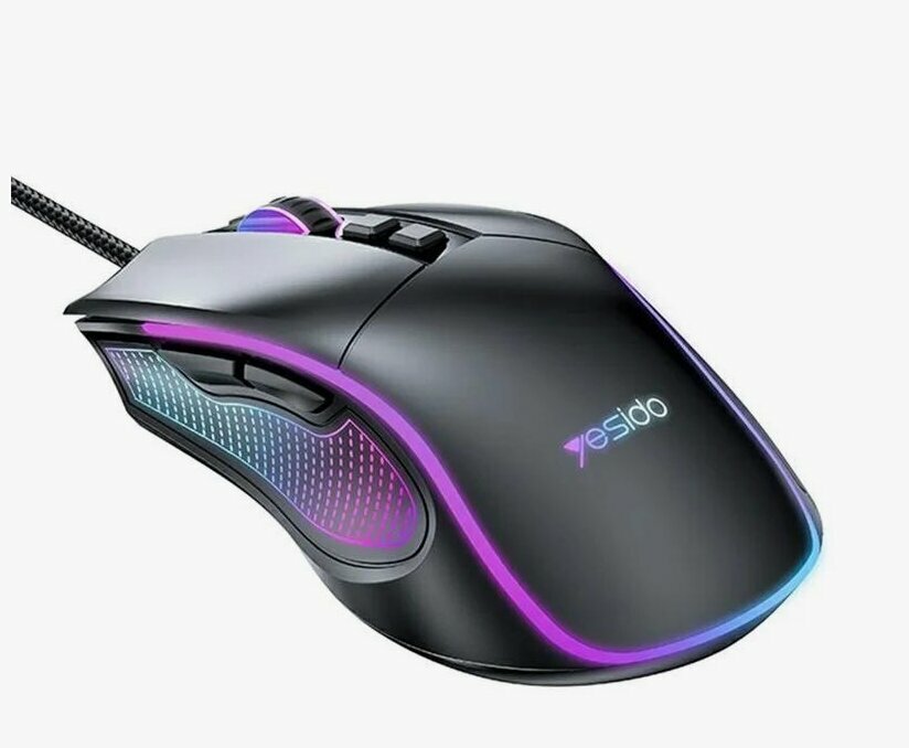 Мышь проводная игровая Yesido KB20 RGB подсветка 7200 DPI эргономичная