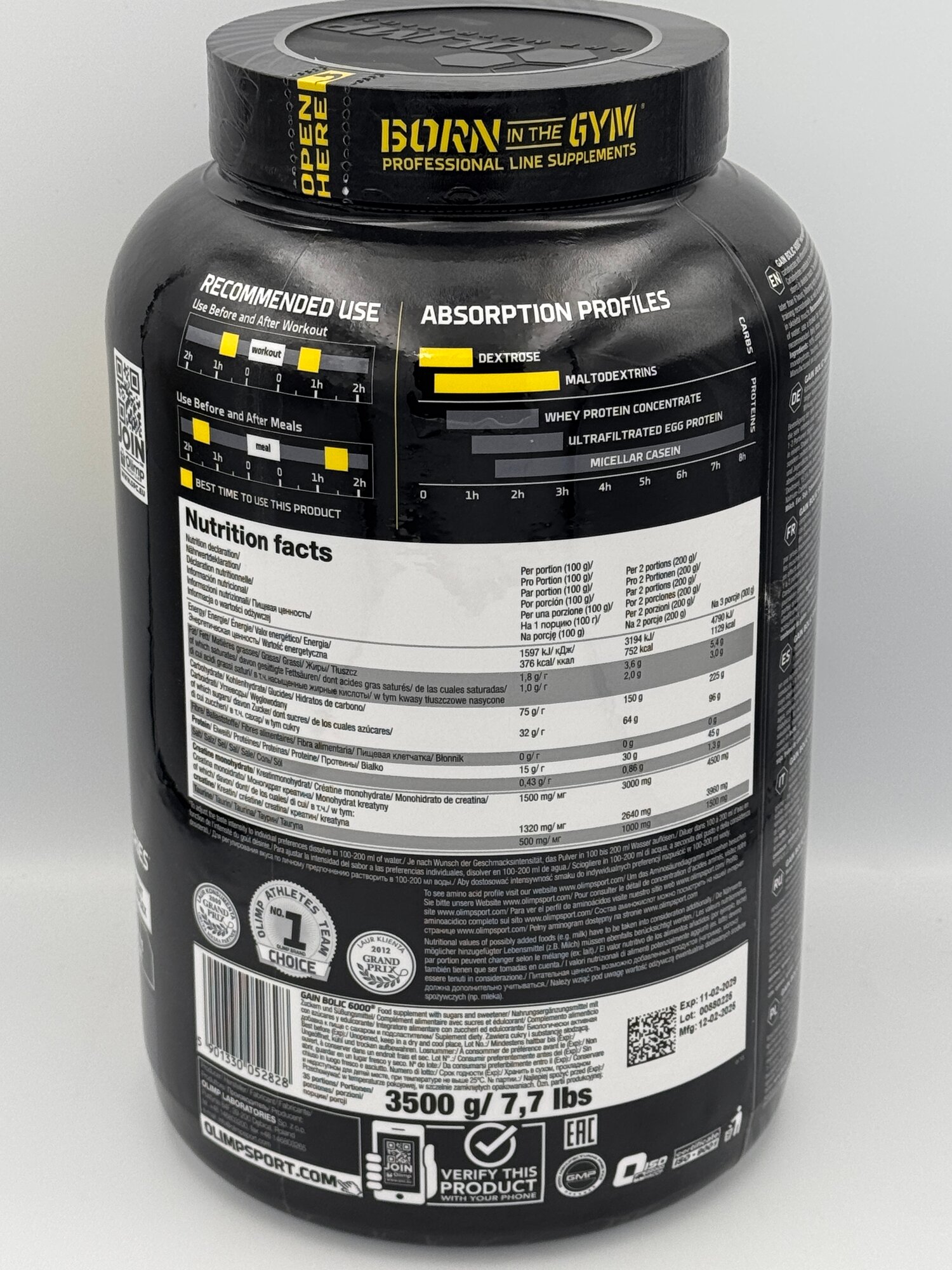 Olimp Gain Bolic 6000 3.5kg гейнер вкус шоколадный для набора массы — фото 1