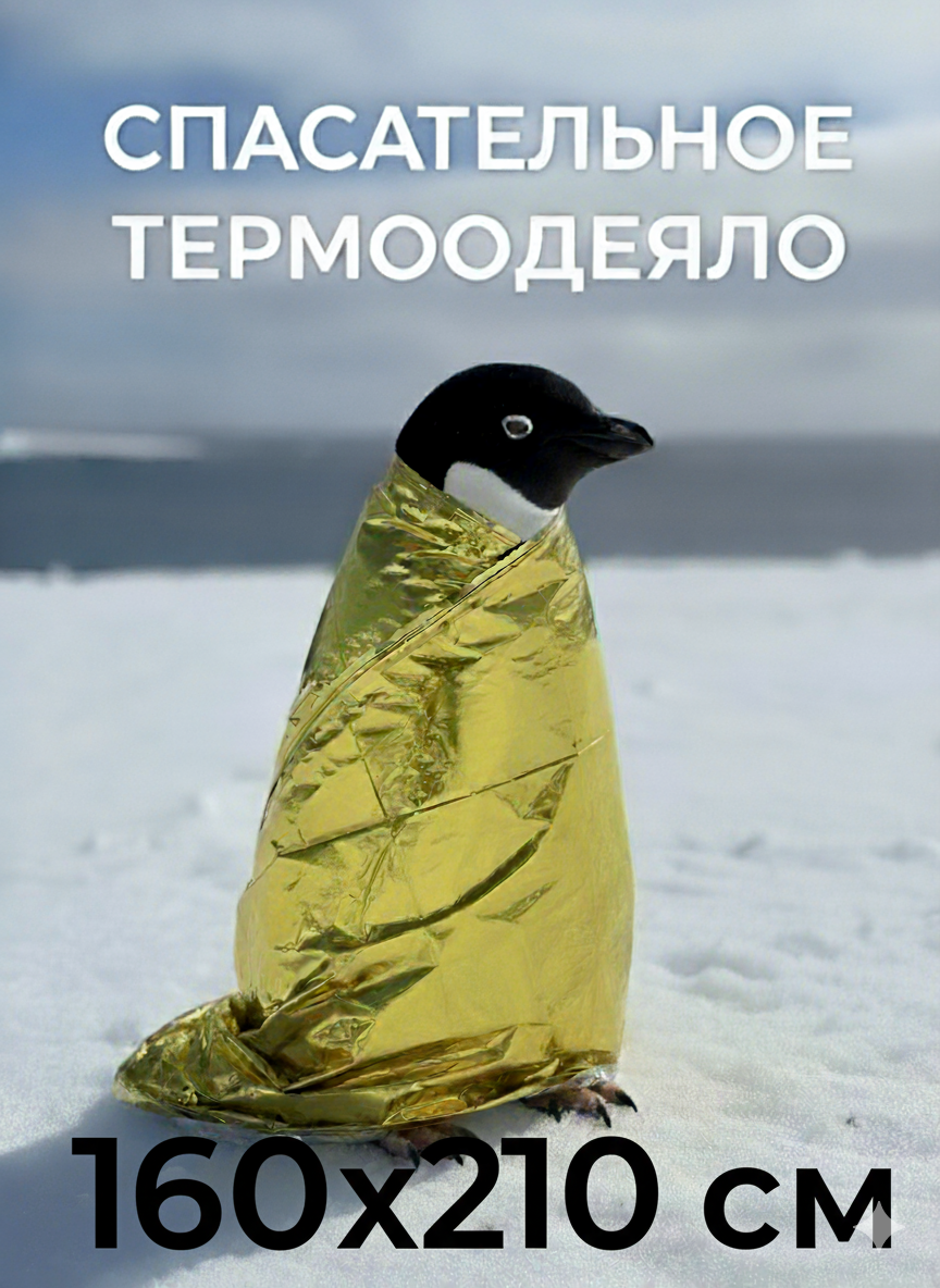 Термоодеяло спасательное двустороннее 160*210 см/спасательное одеяло/ термопокрывало/термоодеяло туристическое