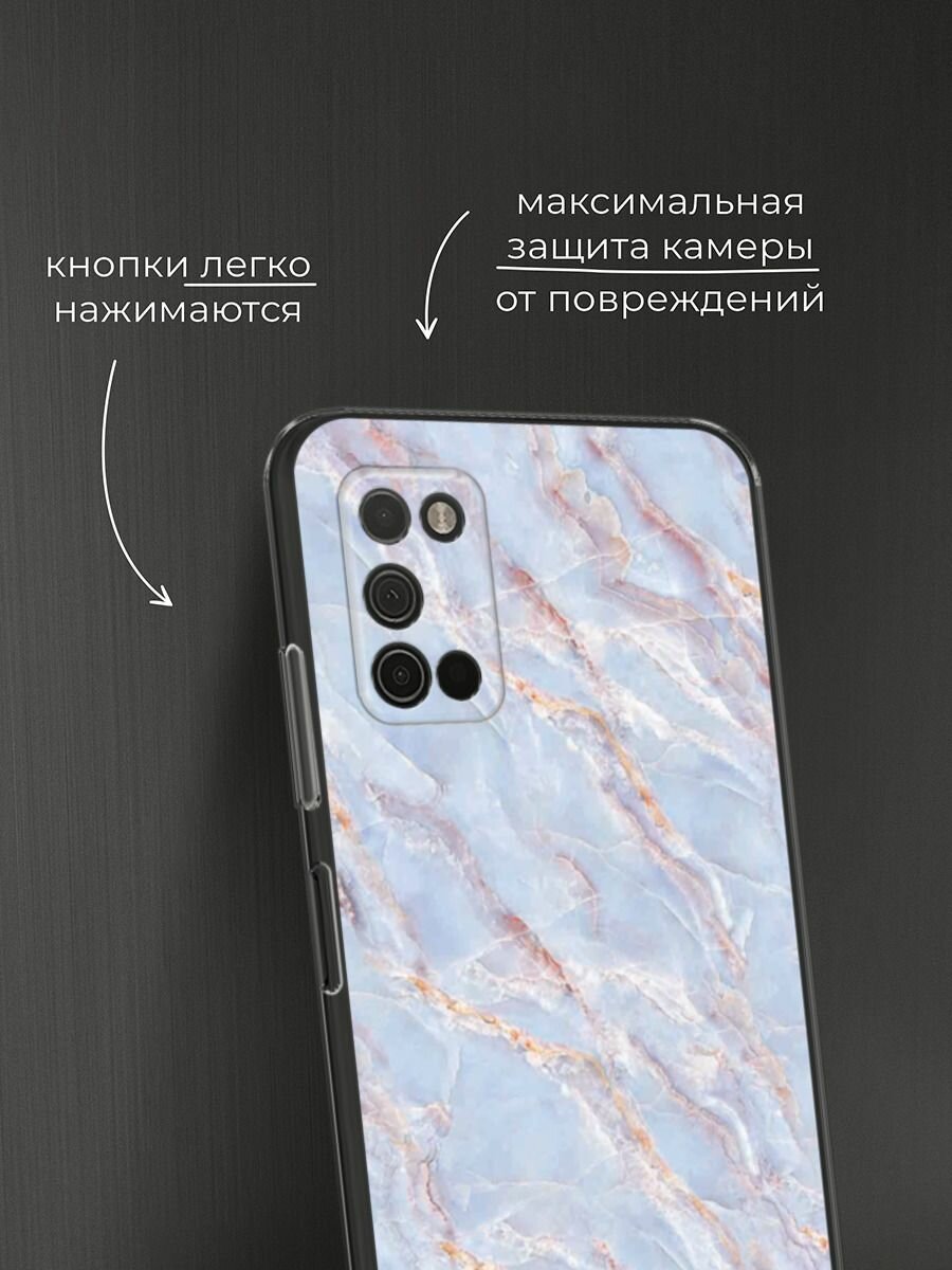 Чехол на Samsung Galaxy A03S / Самсунг Галакси A03S с принтом "Сиреневый мрамор" — фото 1