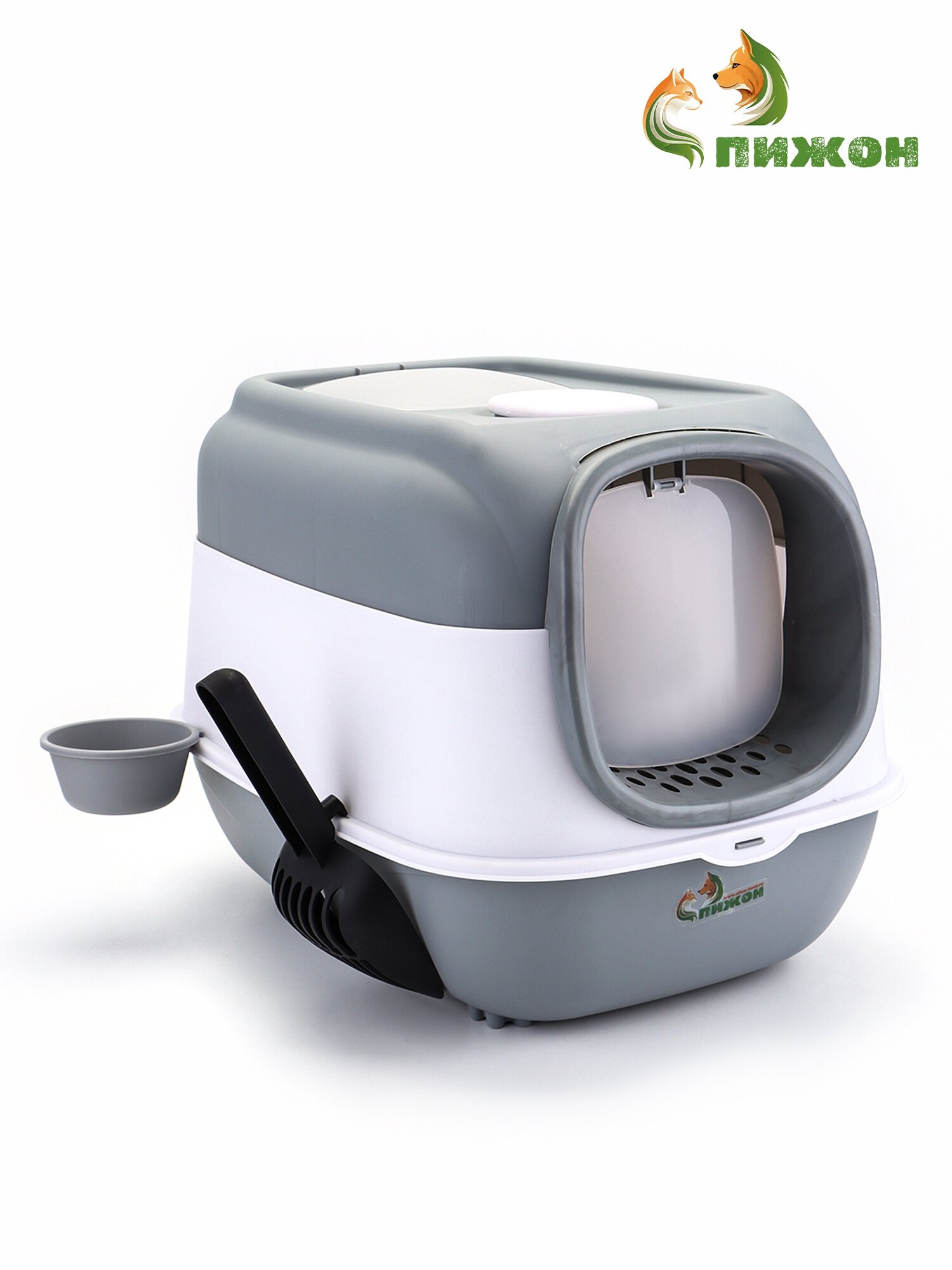 Туалет Пижон закрытый с УФ-лампой и миской серый 52 см x 38 см x 37 см