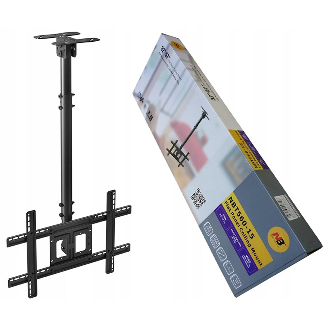 Кронштейн NORTH BAYOU NBT 560-15, Встроенный уровень: Нет, Диагональ ТВ: 32-65', Максимальная нагрузка: 68.2 кг — фото 1