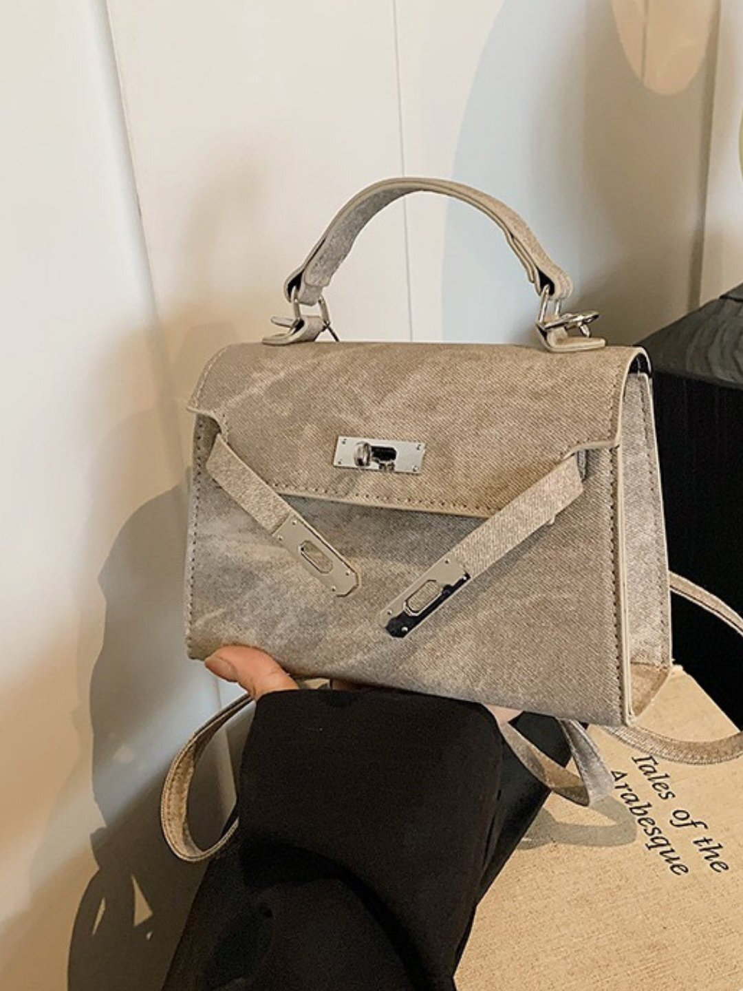 Сумка  Мини-сумка Hermes Kelly Style, серый металлик