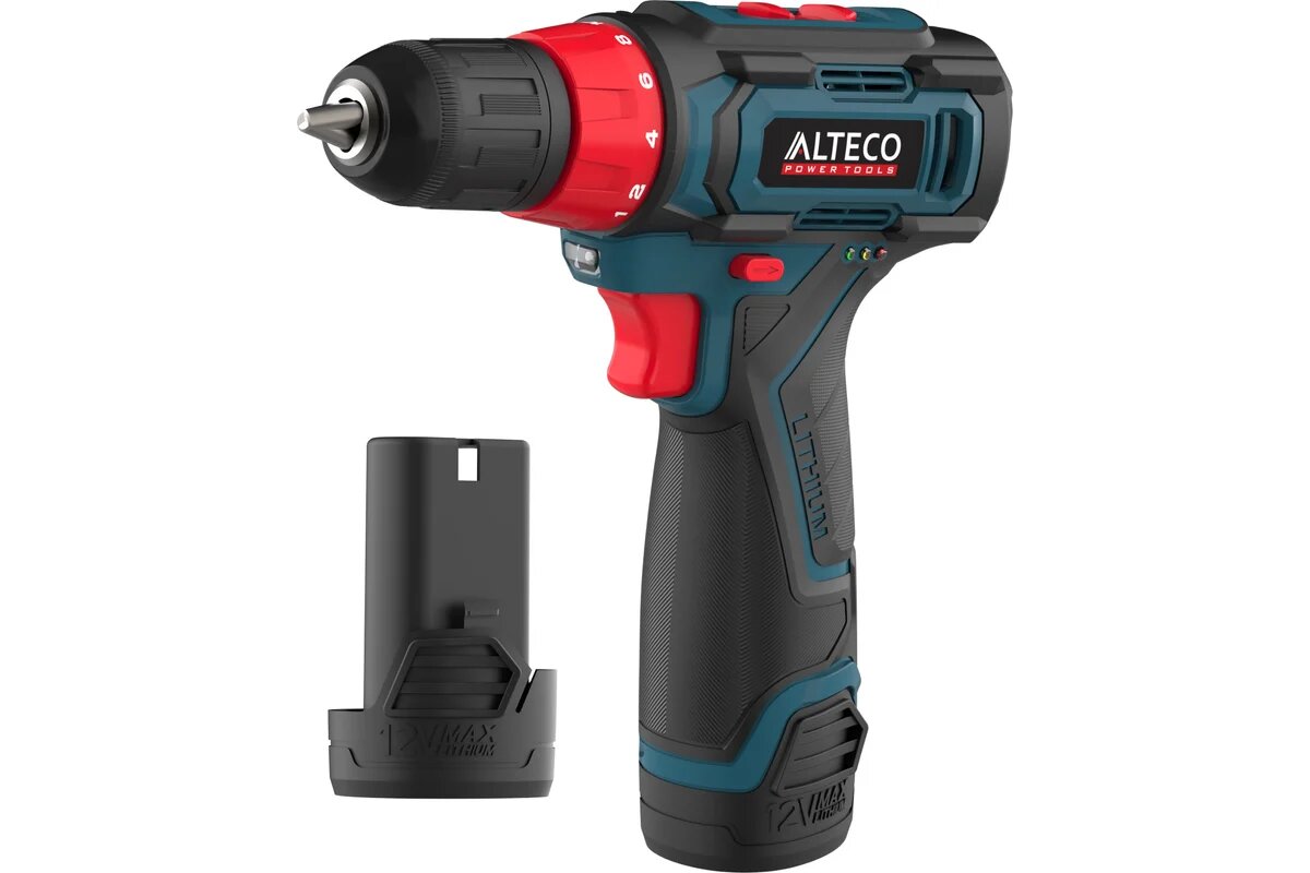 Дрель-шуруповерт аккумуляторная ALTECO CD12-23, с подсветкой, быстрозажимной патрон, 12В