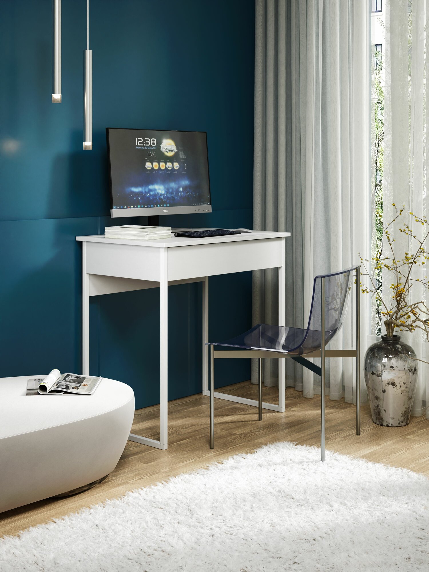 Стол письменный Profimebel Турин-11 белый ЛДСП с ящиками 77x765x51 см