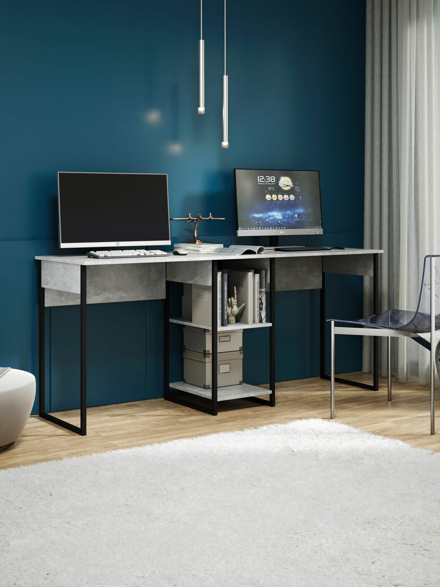 Стол Profimebel Турин-4 письменный 1808x765x538 см бетон