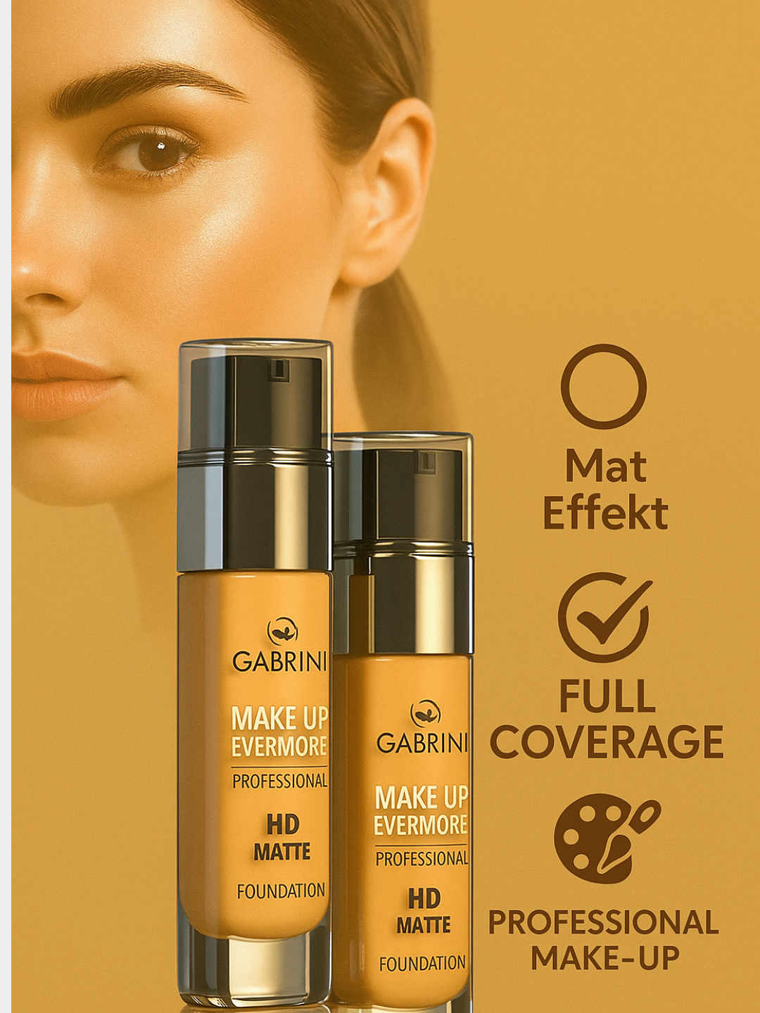 Профессиональный тональный крем Gabrini "Make Up Evermore", матовый