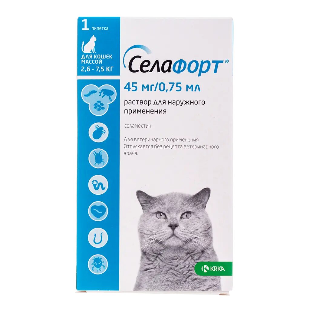 Селафорт для кошек (26 - 75 кг) пипетка 075мл/45мг 1 шт