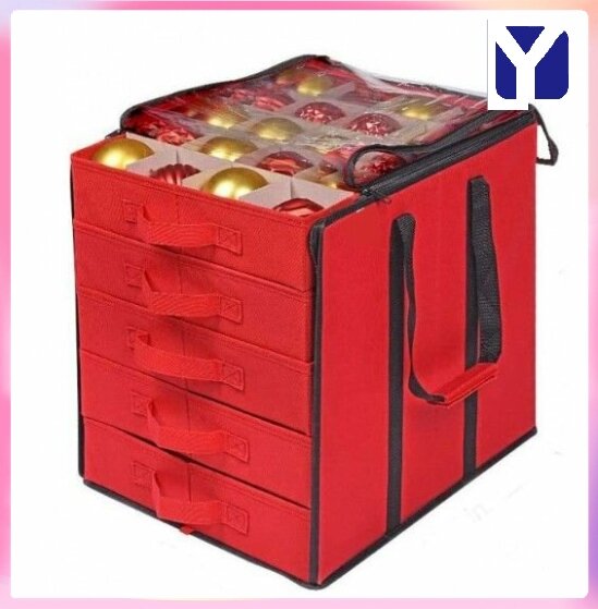 Эксклюзивный органайзер красного цвета 42х33х42 см для хранения украшений со 100 секциями