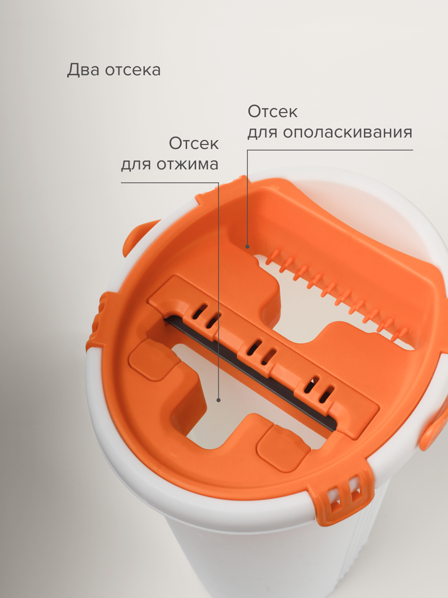 Швабра Miley "Light Mop", с отжимом, ведро в комплекте, насадка из микрофибры — фото 1