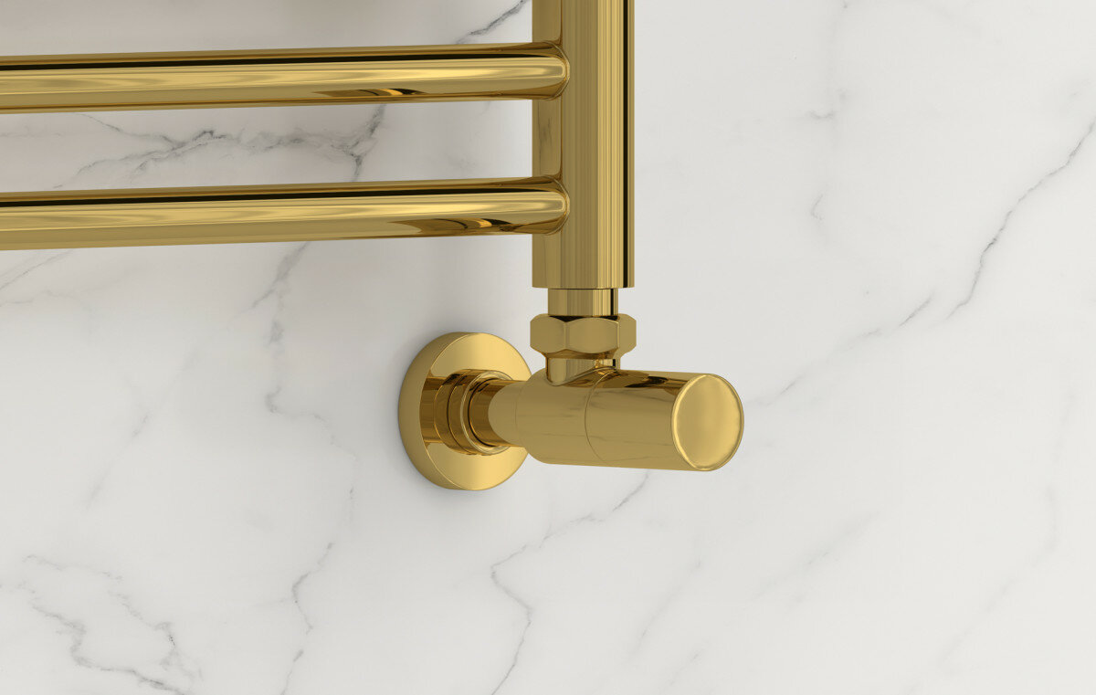 Вентиль Сунержа 03-1400-1212 Вентиль угловой, (цилиндр) G 1/2" НР х G 1/2" НР, золото