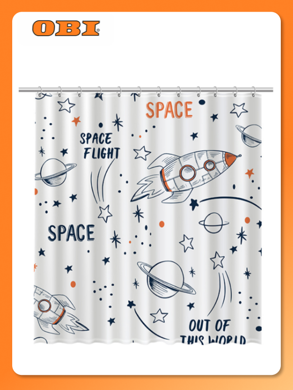 Шторка для ванной Fixsen Space полиэстер 180x200 см белая с рисунком