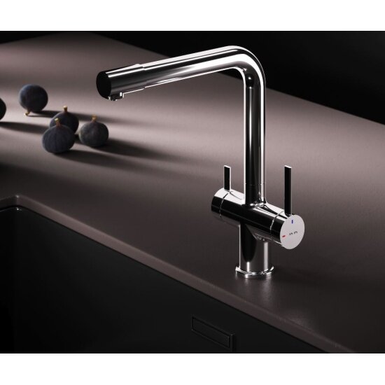 Смеситель для кухни Am.pm Func с L-изливом с каналом для питьевой воды хром