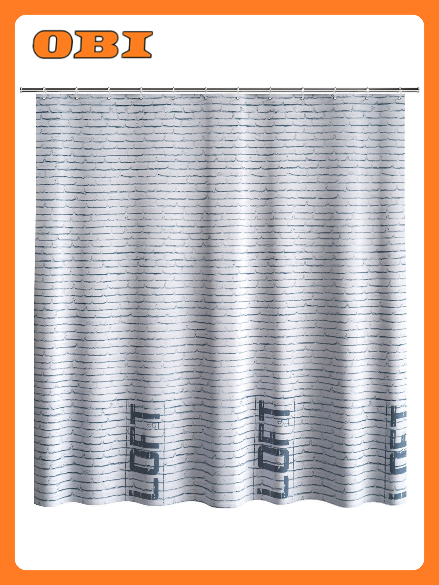 Шторка для ванны Fora "Кирпич LOFT", полиэстер, 180x180 см, с люверсами, белая