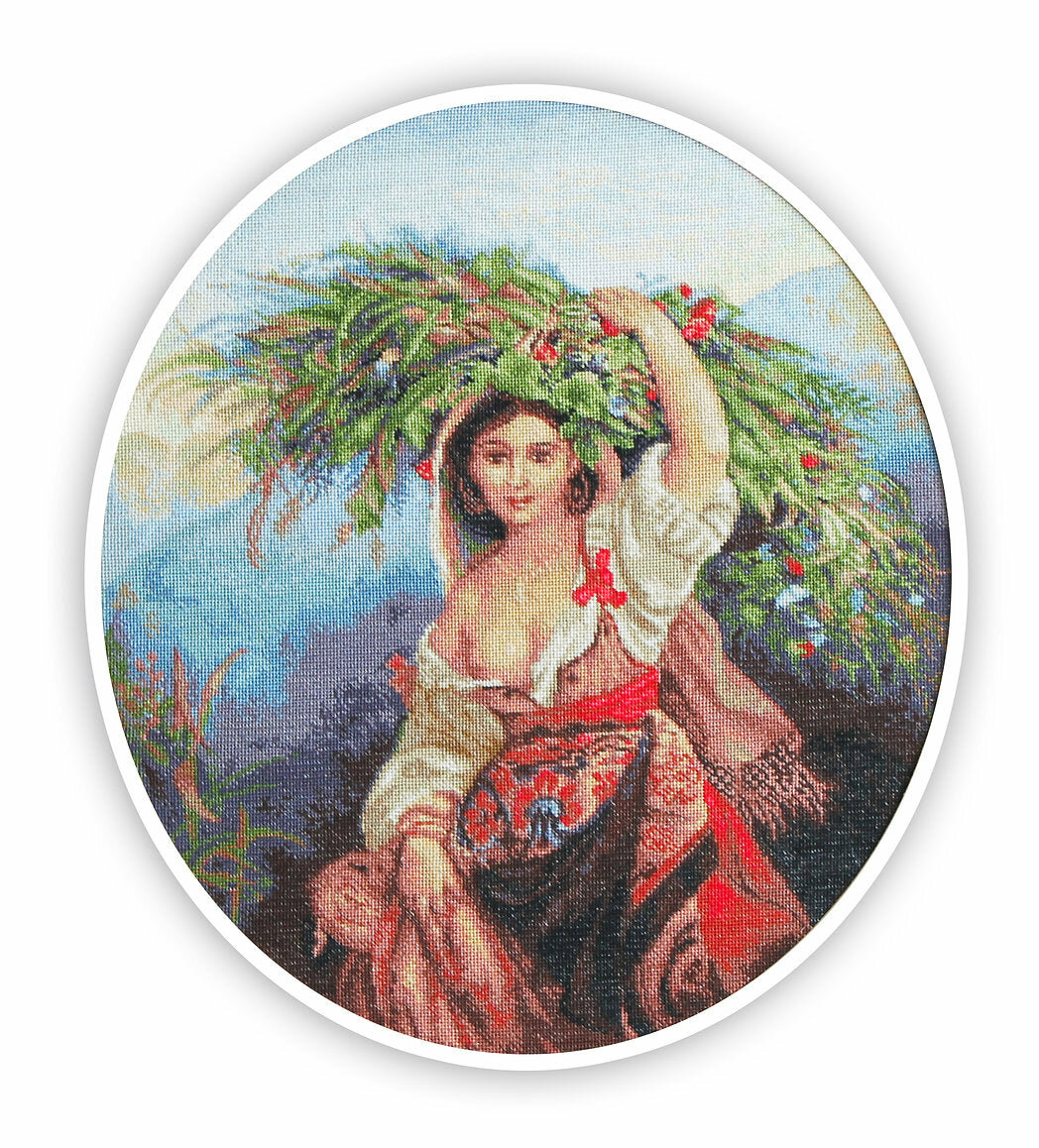 Набор для вышивания Luca-S B466 Итальянка с цветами