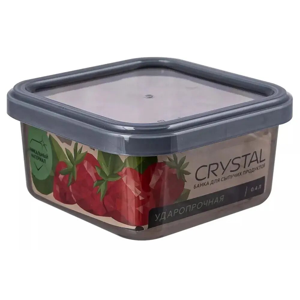 Банка для сухих продуктов Crystal 04л пластиковая прозрачная Россия