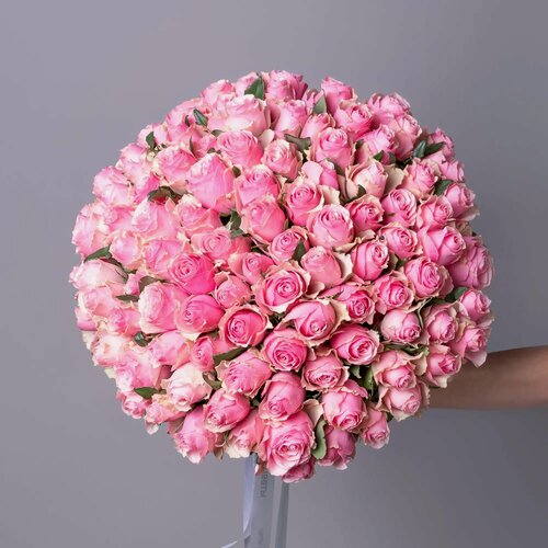 Изображение товара Букет из розовых роз 101 шт Высота 40 см Премиум от "Простоцветы"