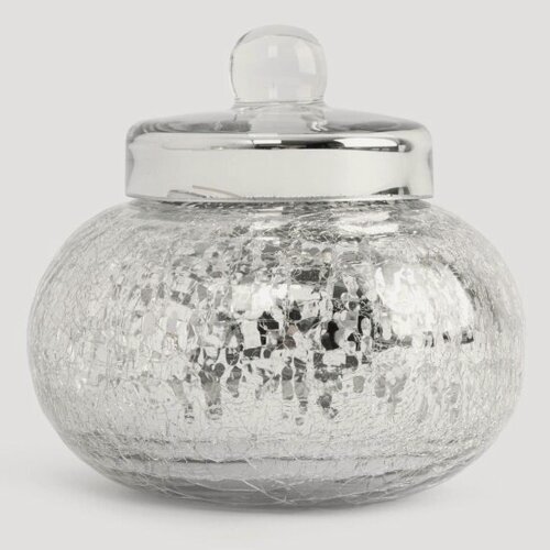 Изображение товара Конфетница Anna Lafarg Craquelure Кракелюр 16х15 см, с крышкой, стекло, серебристый (ANLAF-BHNG-1615RD)