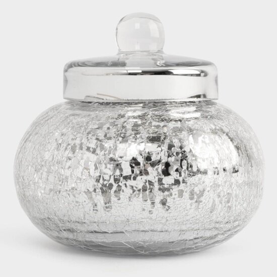 Конфетница Anna Lafarg Craquelure Кракелюр 16х15 см с крышкой стекло серебристый (ANLAF-BHNG-1615RD)