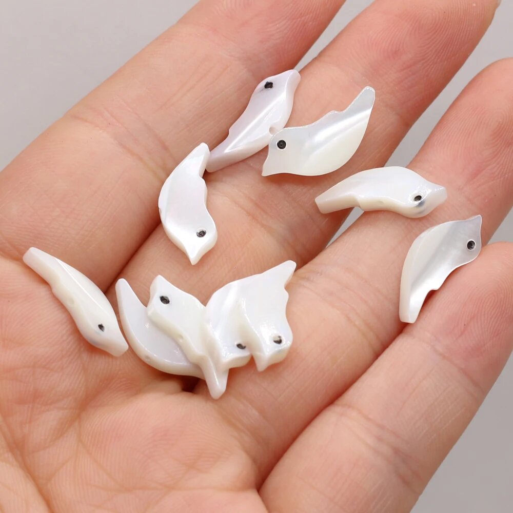 Бусины из пресноводной раковины слон/кошка 5 шт Bird-6x15mm