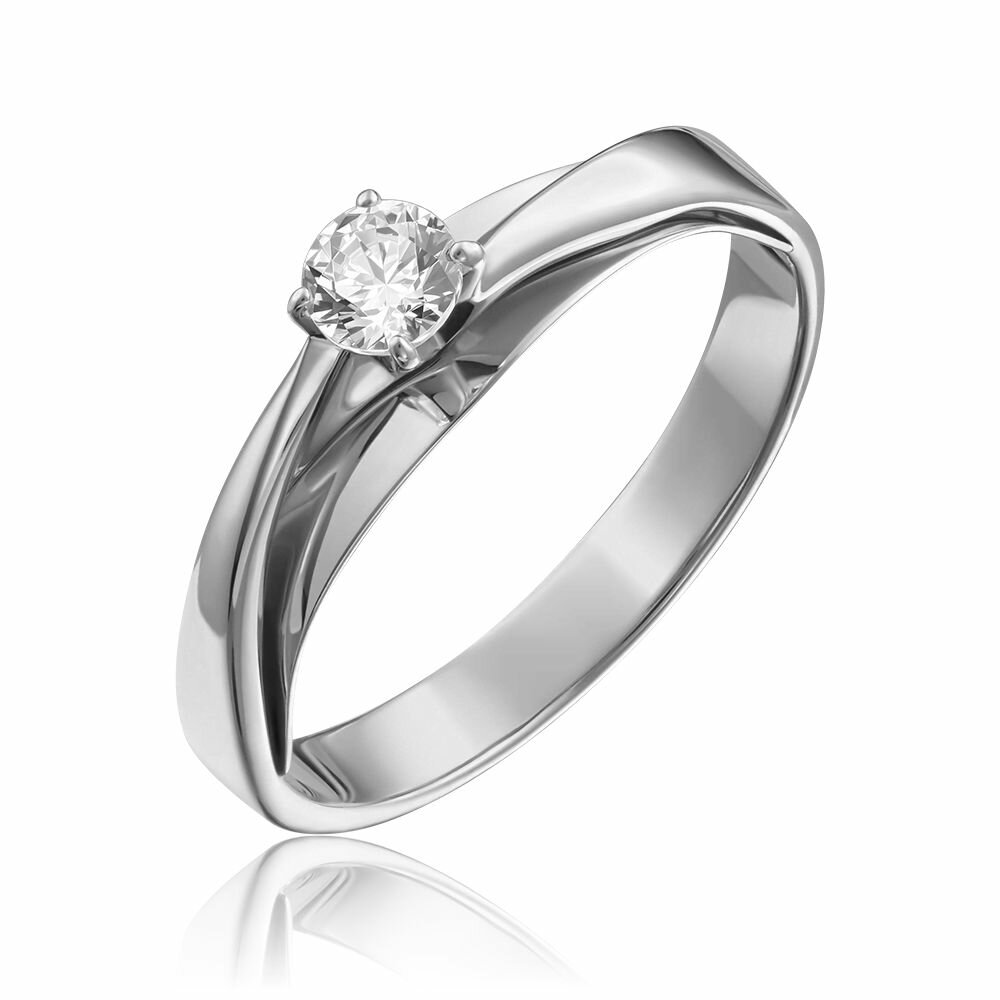 Кольцо помолвочное PLATINA, белое золото, 585 проба, родирование, фианит