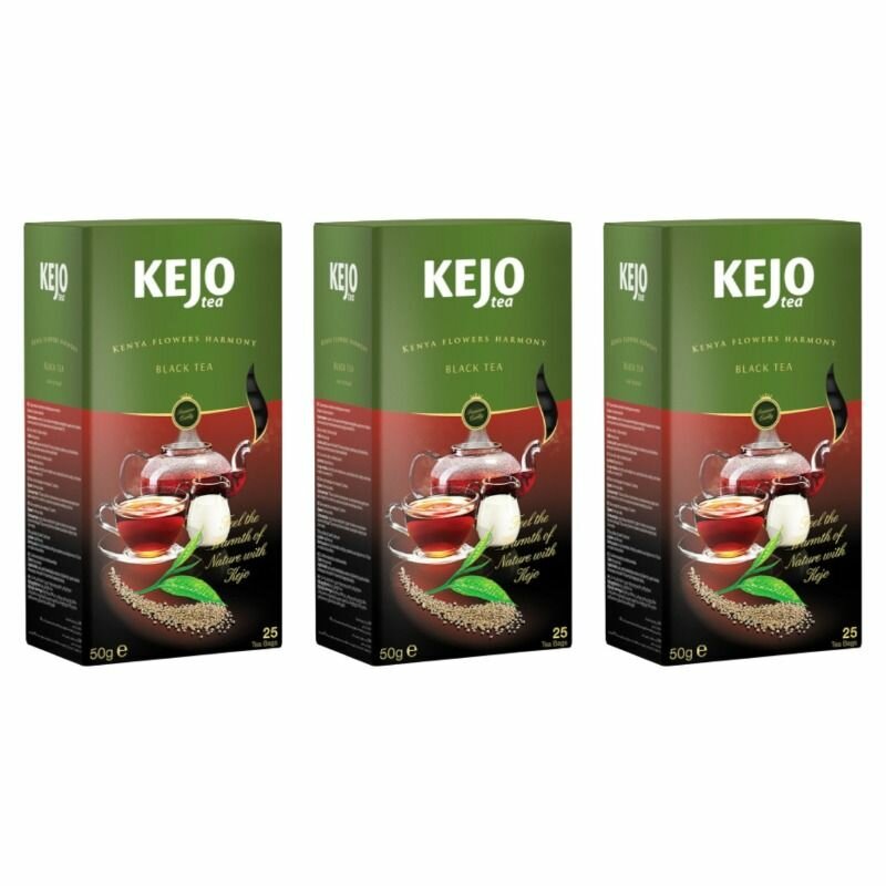 KejoTea Чай в пакетиках, Kenya Flowers Harmony, черный , 25 пакетиков, 3 уп