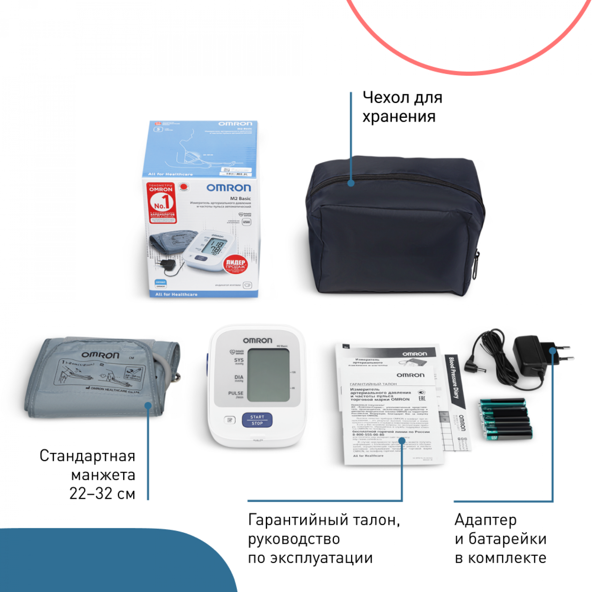 Тонометр OMRON М2 Basic с адаптером — фото 1
