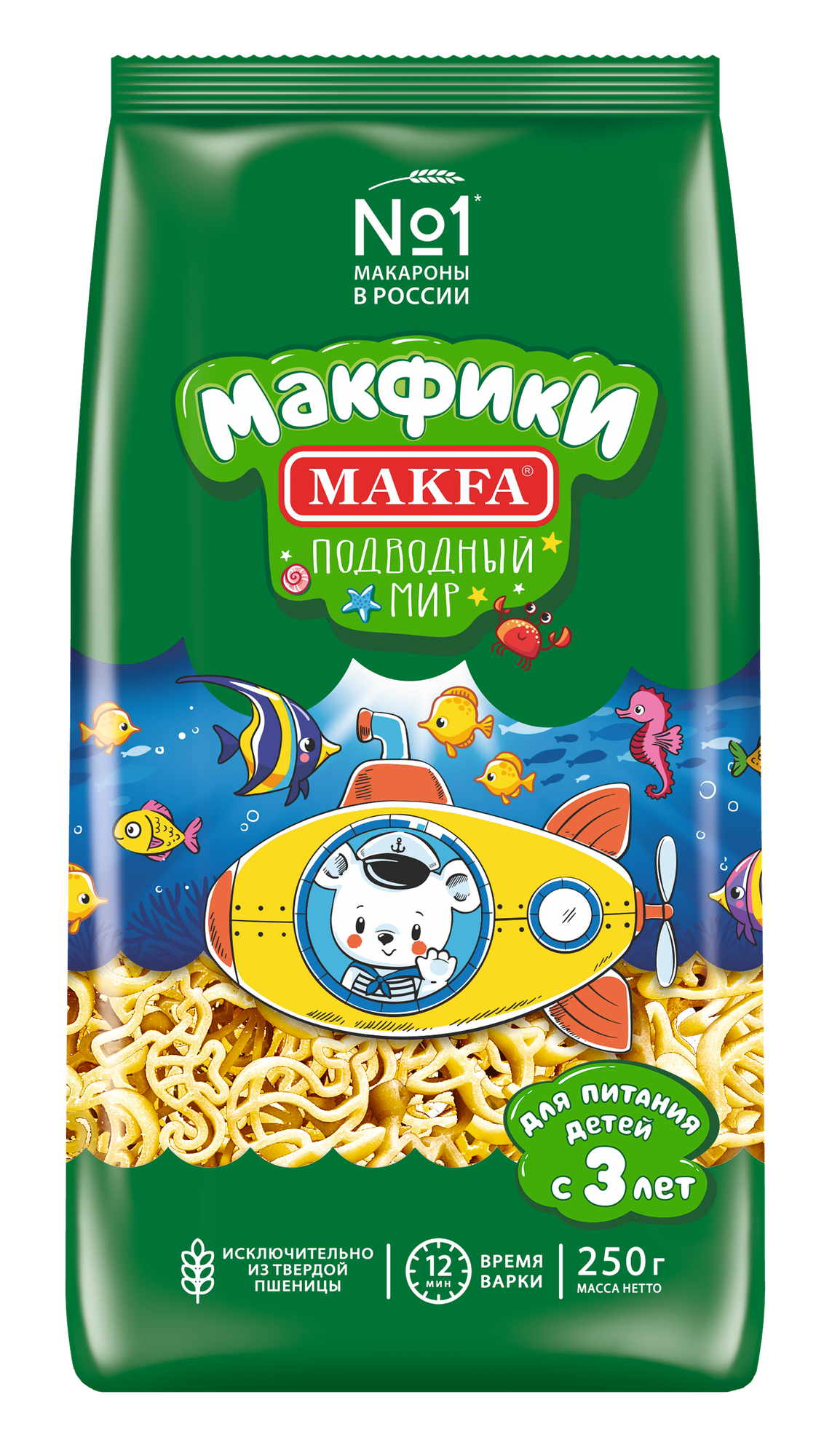 Makfa макароны детские подводный мир, 250 г