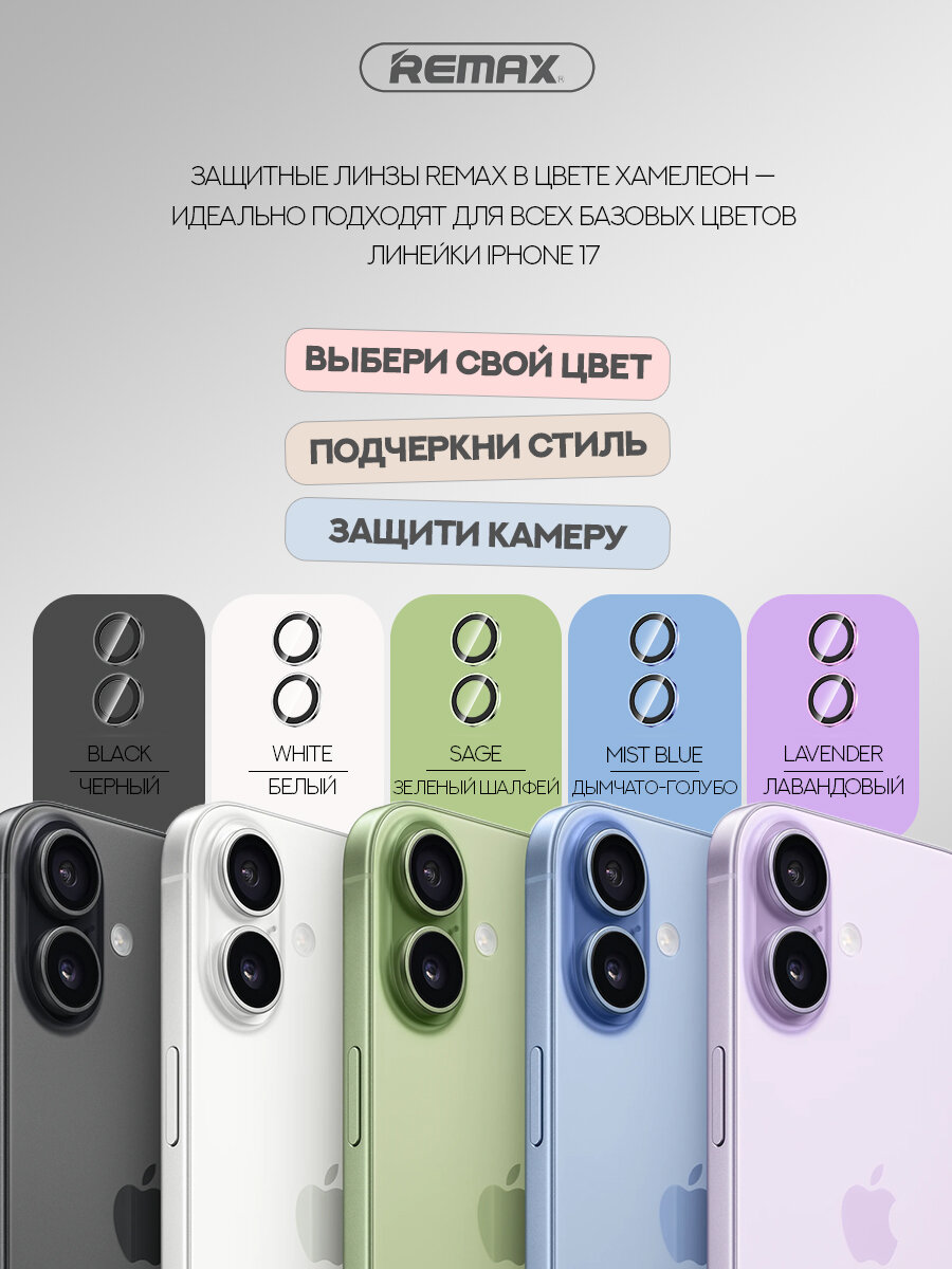 Защитные линзы для камеры iPhone 17, REMAX GL-27, хамелеон — фото 1