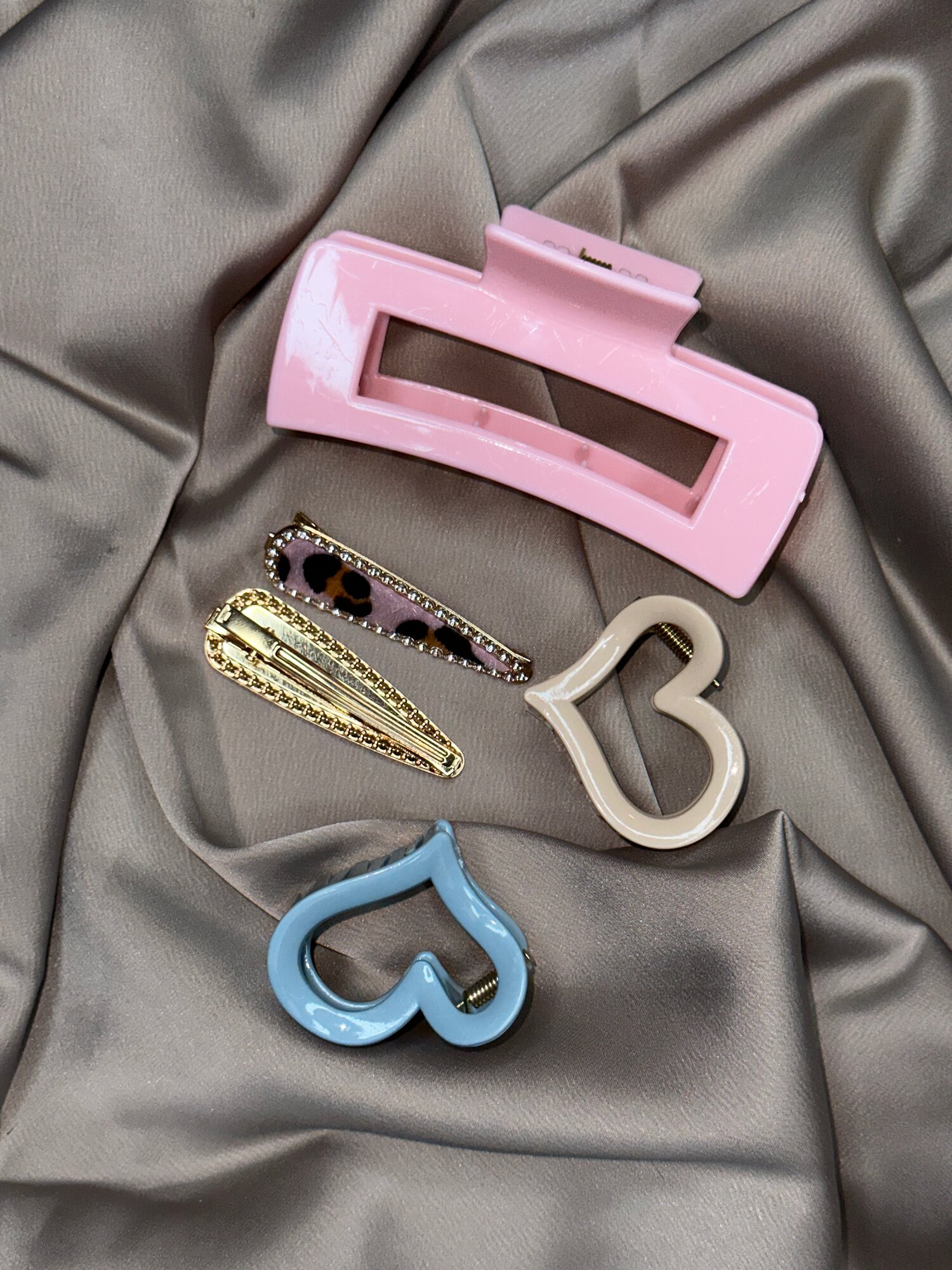 Набор заколок для укладки волос "Крабик" от бренда Квадратик, 6 в 1, цвет розовый