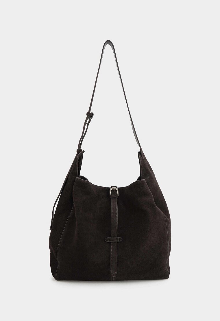 Сумка шоппер Mario Berlucci женская замшевая, фактура бархатистая, темный шоколад