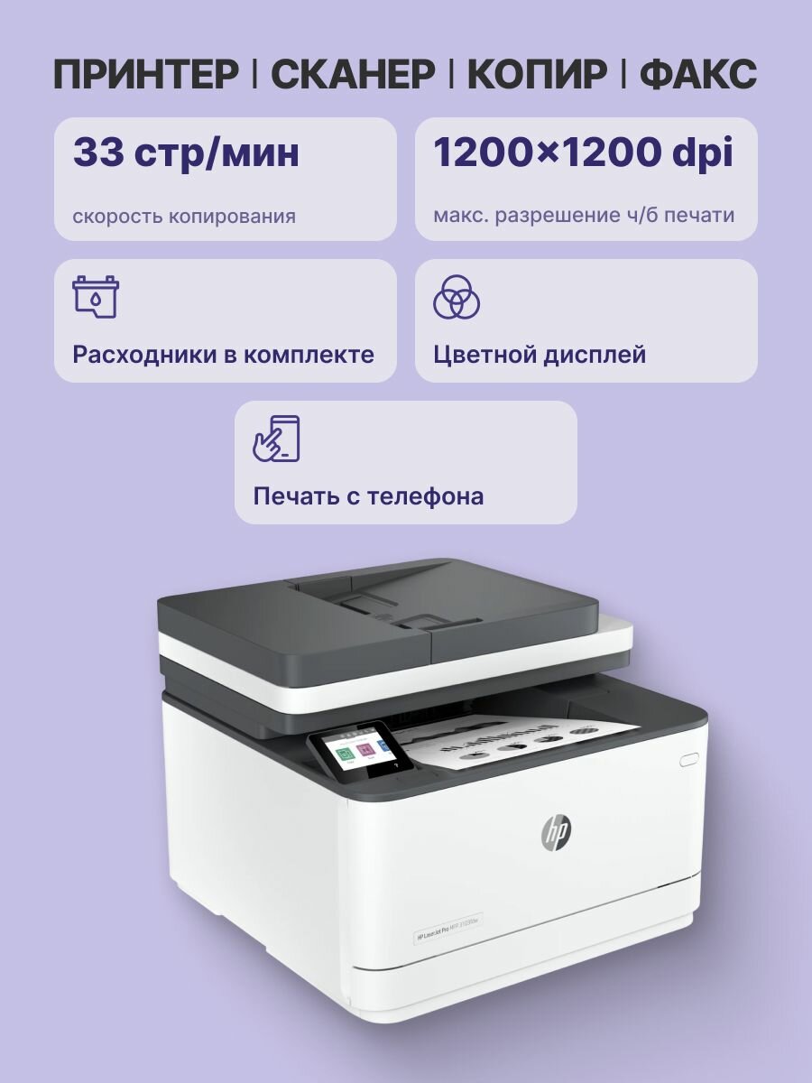 МФУ лазерное HP Color LaserJet Pro 3103fdw (3G632A), официальная гарантия — фото 1