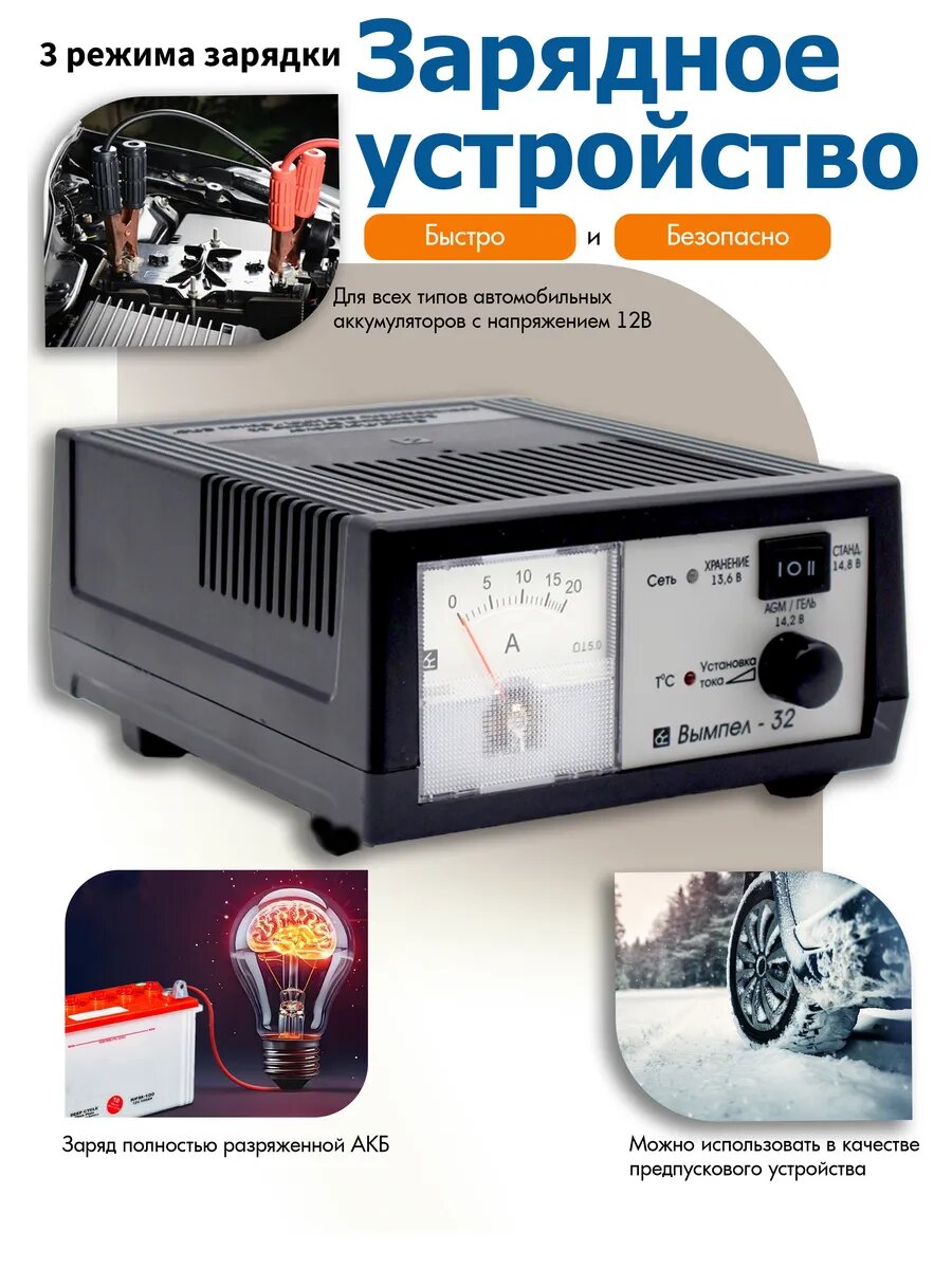 Пуско-зарядное устройство, автомат, 20А, 13.6/14,2/15В