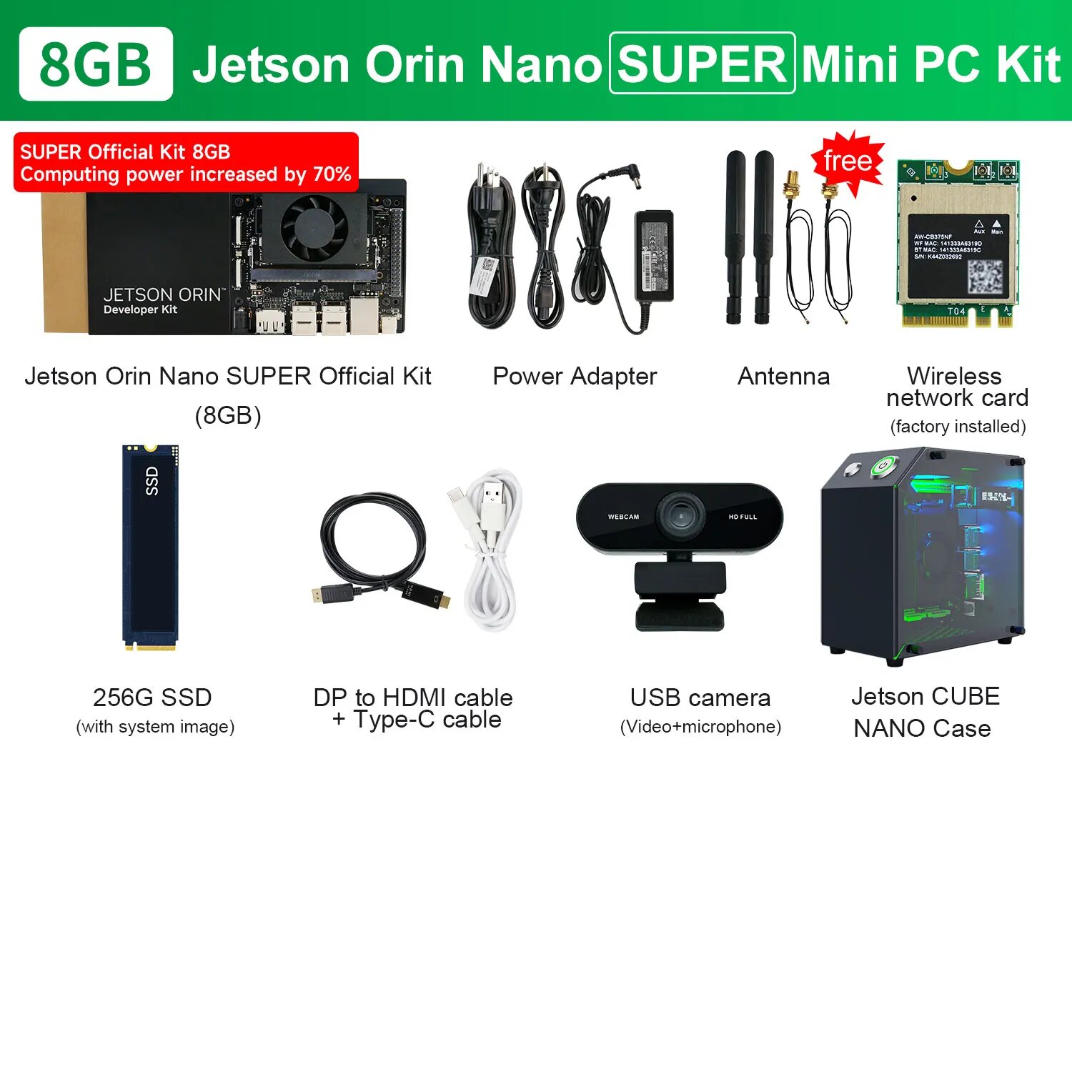 YAHBOOM Jetson Orin NANO SUPER плата разработки 8ГБ Mini PC Kit