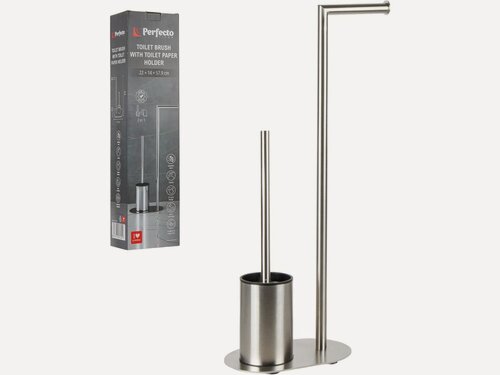 Изображение товара Ершик для унитаза с подставкой и держателем для туалетной бумаги PERFECTO LINEA (22-221457)