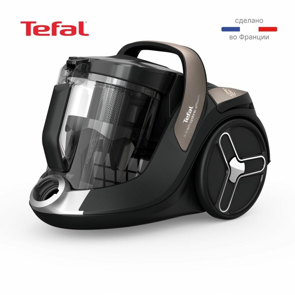 Пылесос с контейнером Tefal X-Trem Cyclonic Effitech TW7C89EA, 500 Вт, 2.5 л пылесборника, черный, бронзовый — фото 1