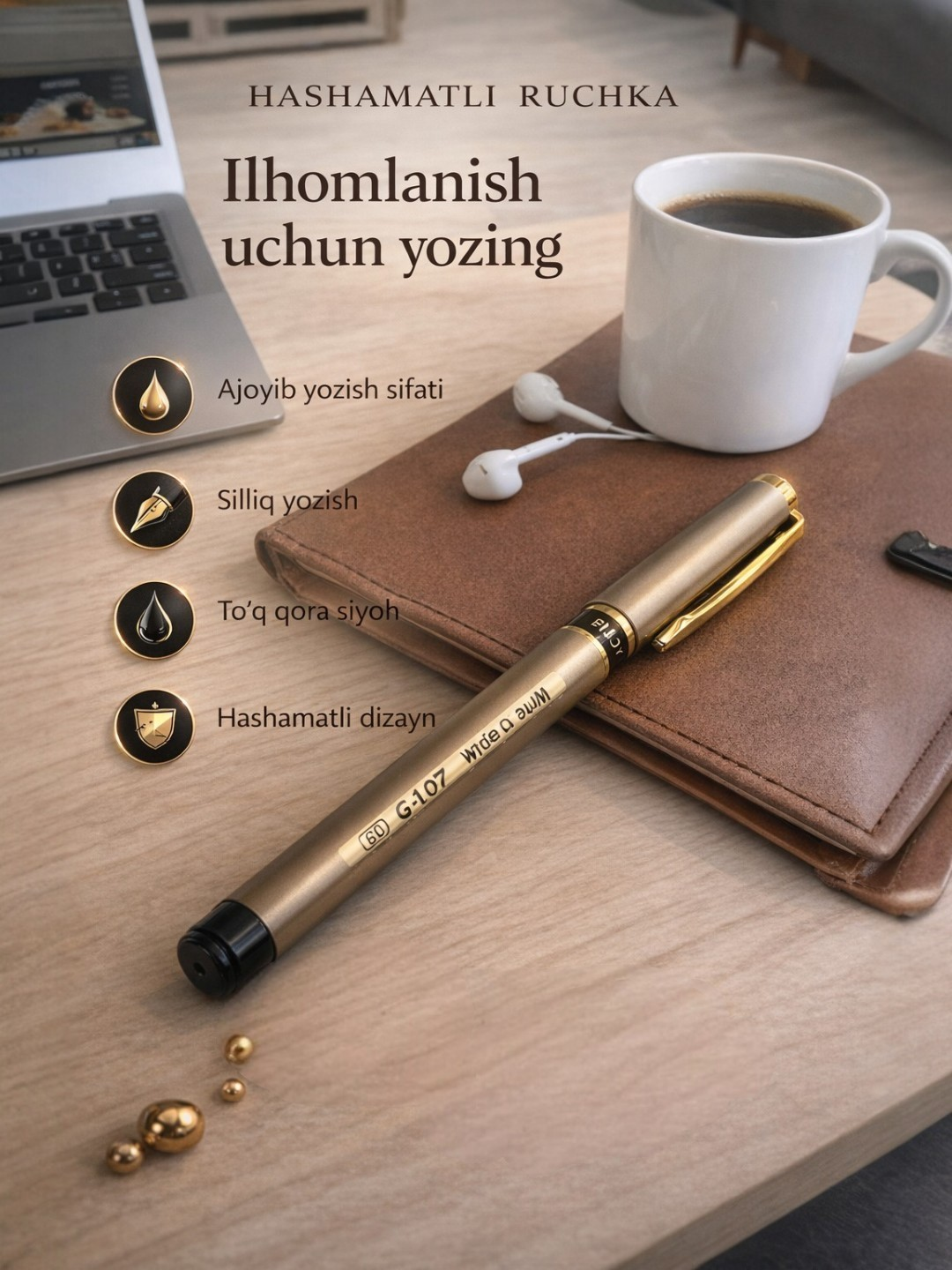 Шариковая ручка с черными чернилами G-1067 (0,7 мм), простой и удобный дизайн, 1 шт.