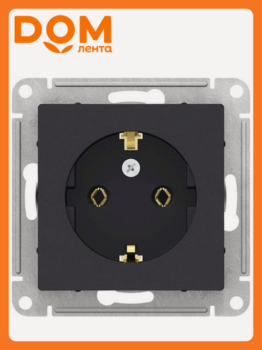 Изображение товара Розетка Schneider Electric "AtlasDesign" ATN001043, скрытый монтаж, заземляющий контакт, черная