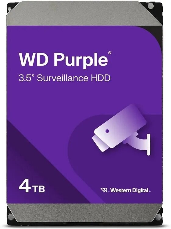Жесткий диск Western Digital 4TB WD44PURZ Purple Pro Surveillance, Cache 128MB