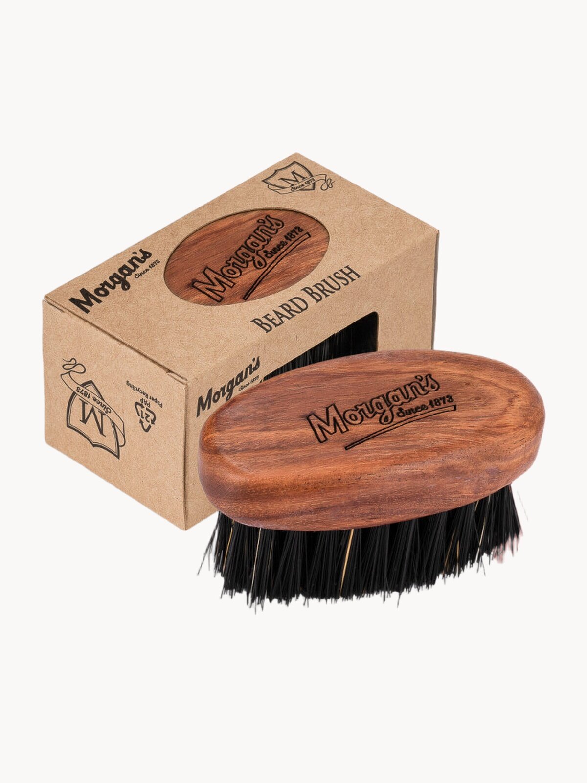 Щетка для волос Morgan's "Small Beard Brush", смешанная щетина, ручка из дуба, 8,7 см