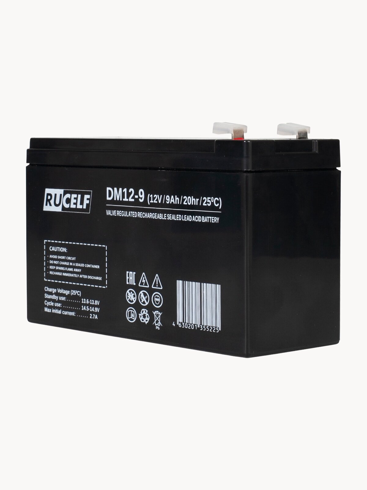 Аккумулятор 12В 9Ач (12V 9Ah) RUCELF DM12-9 AGM батарея для ОПС, UPS, сигнализации, электромобиля