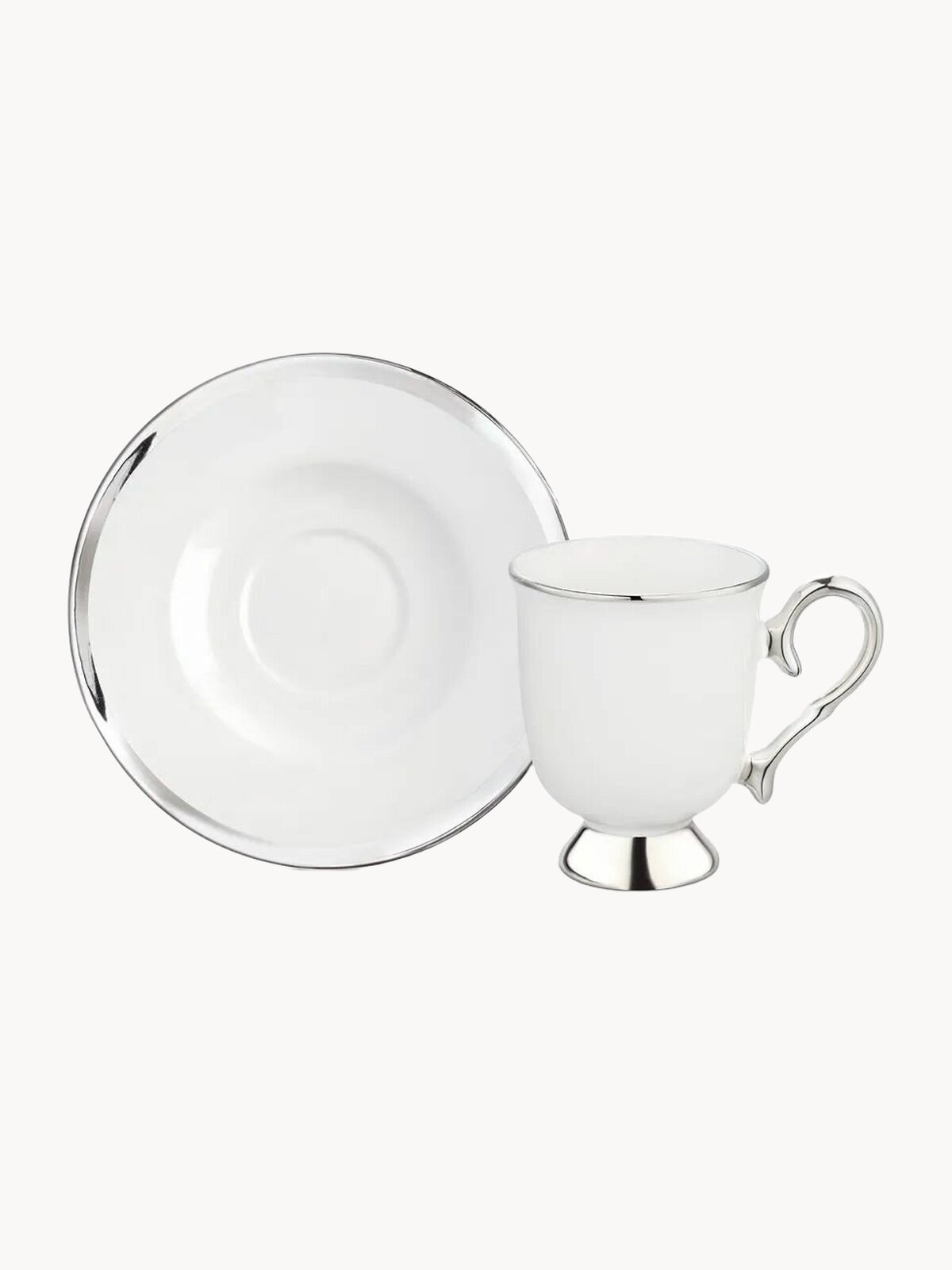 Кофейная пара, чашки для кофе с блюдцами, на 2 персоны, 4 предмета, фарфор, 90 мл, MADAME COCO, белая