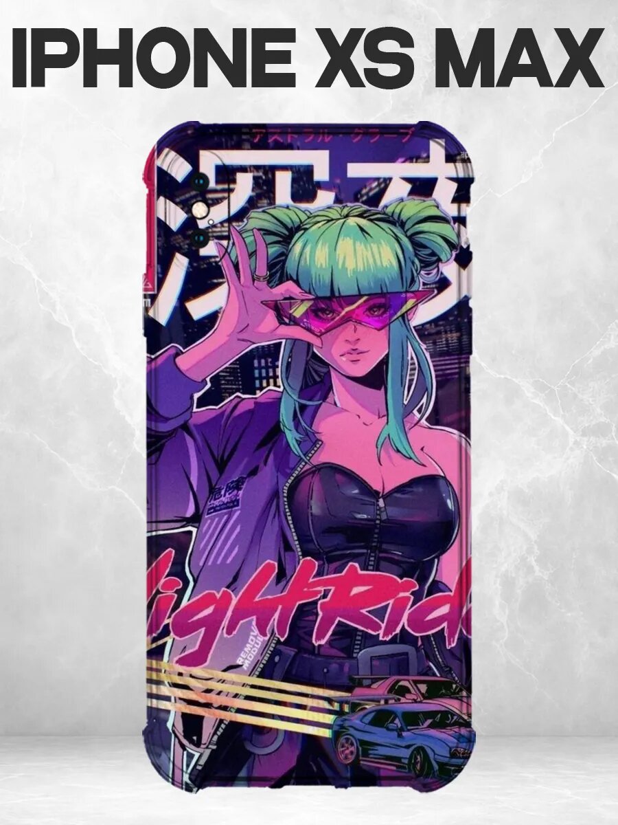 Чехол на iPhone XS Max с принтом Киберпанк девушка в визоре