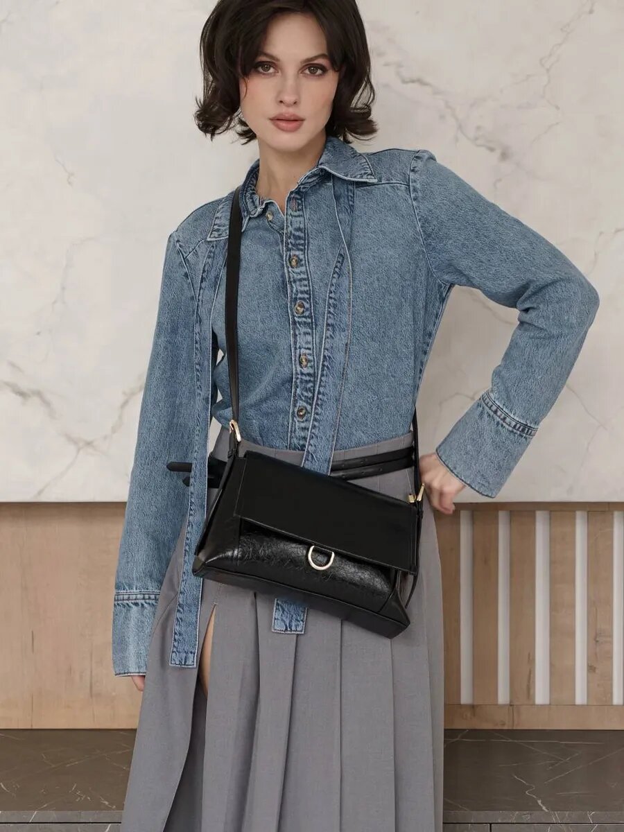 Сумка кросс-боди Paprika Bag Italy, фактура гладкая, черный — фото 1