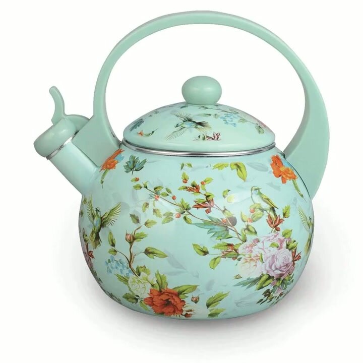Чайник KELLI KL-4457, эмалированный, термоизолированная ручка, голубой, 2.5 л — фото 1