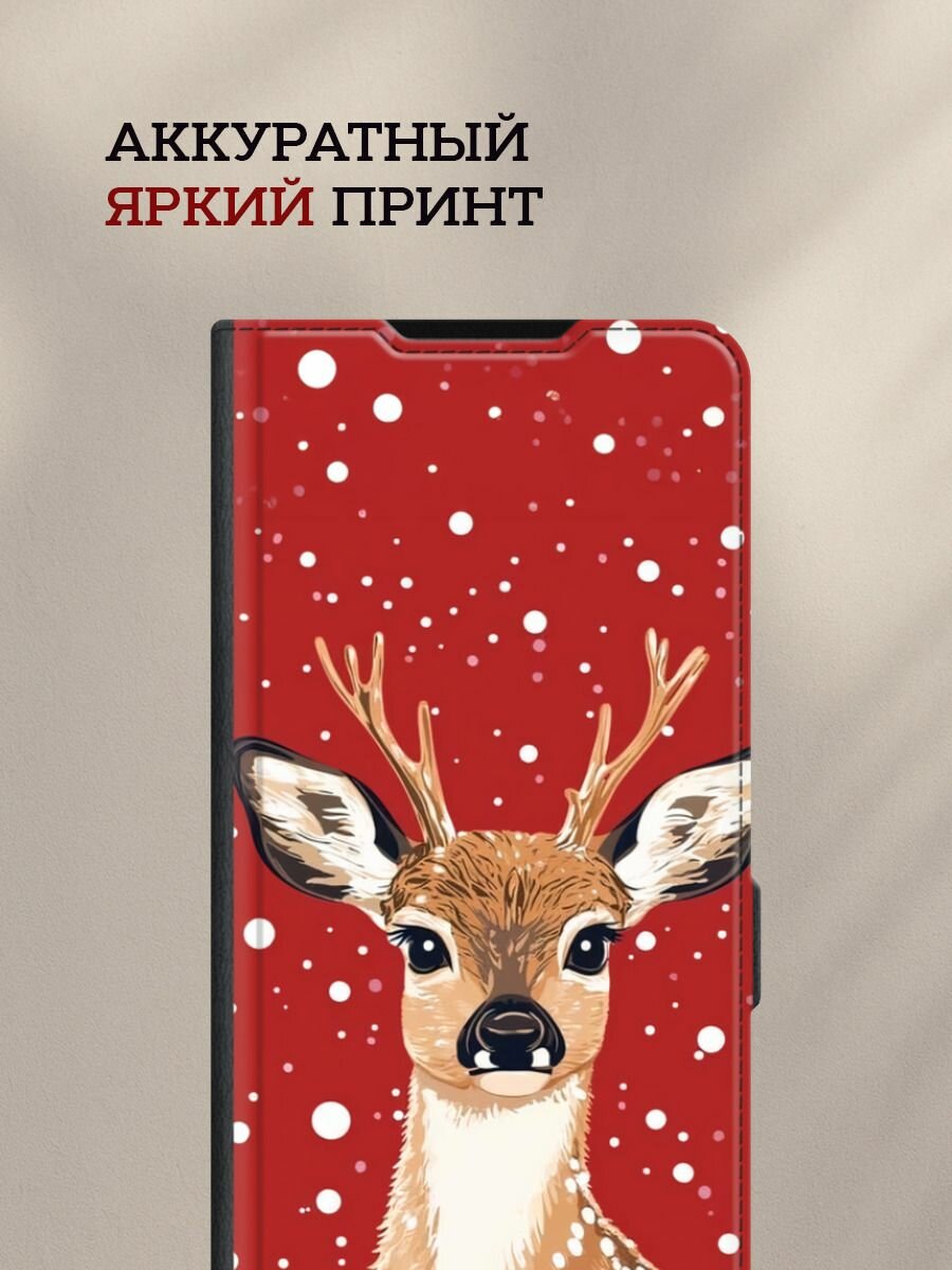 Чехол-книжка на Redmi Note 13R/Redmi 13/Poco M6 4G/Poco M6 Plus / Редми Нот 13R с рисунком "Гордый олень 2" — фото 1