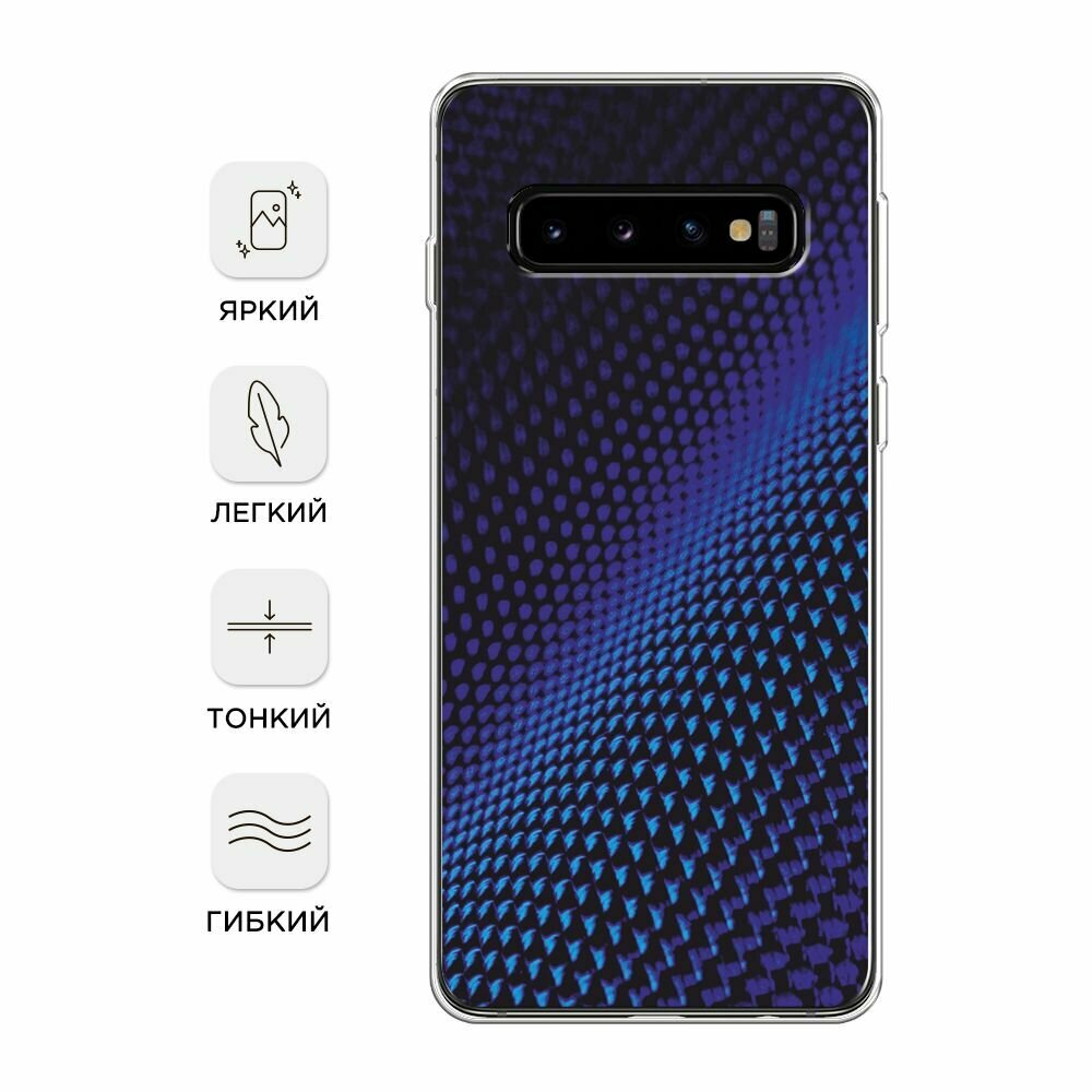 Чехол на Samsung Galaxy S10 / Самсунг Галакси S10 с принтом "Синий карбон" — фото 1
