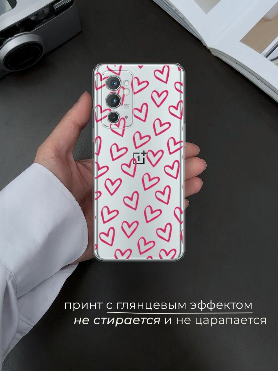 Чехол на OnePlus 9RT / ВанПлас 9RT с принтом "Темные сердечки" — фото 1