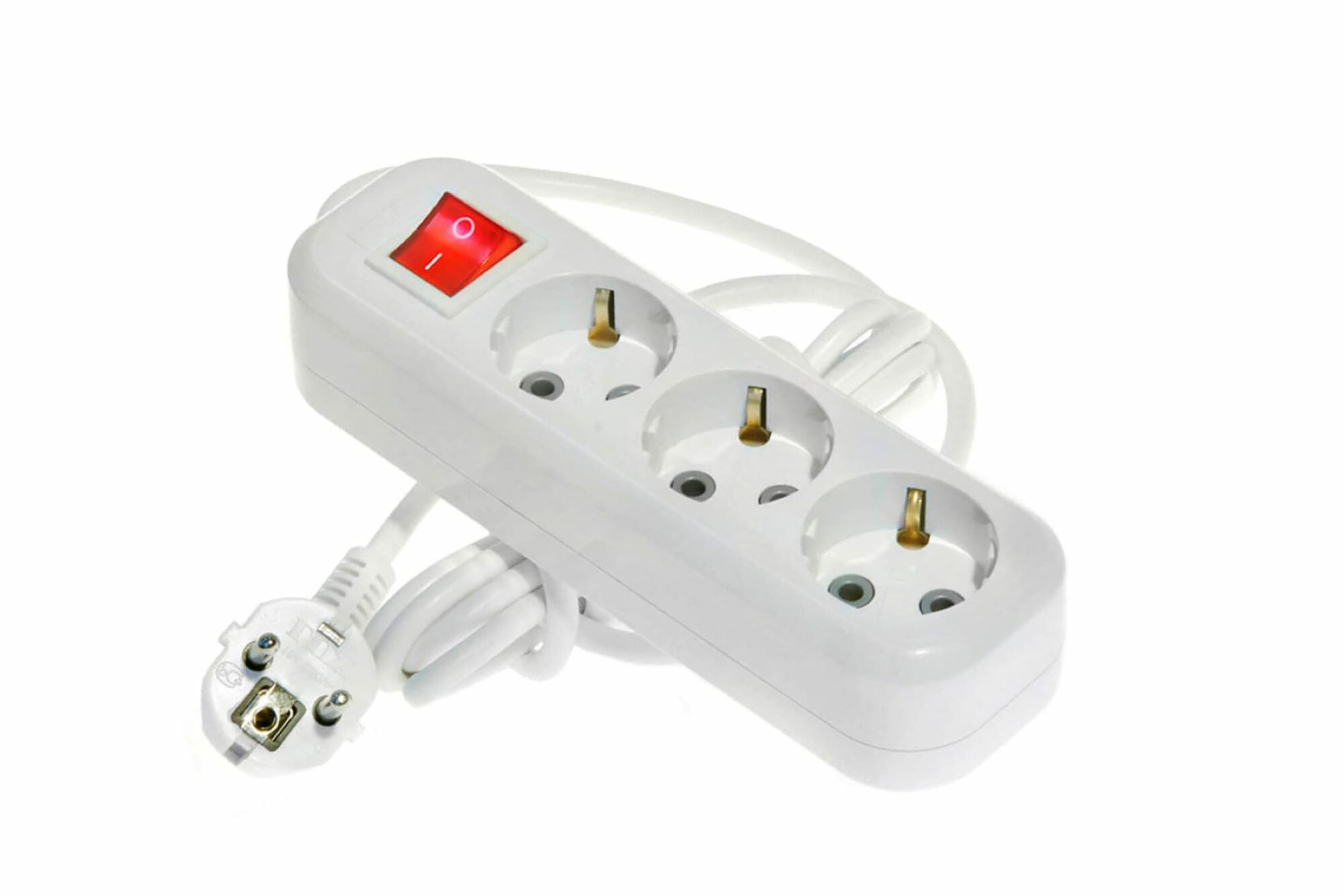 Сетевой удлинитель LUX У3-ЕВК-02 с выключателем 3х местный с заземлением 250В 16А 2м