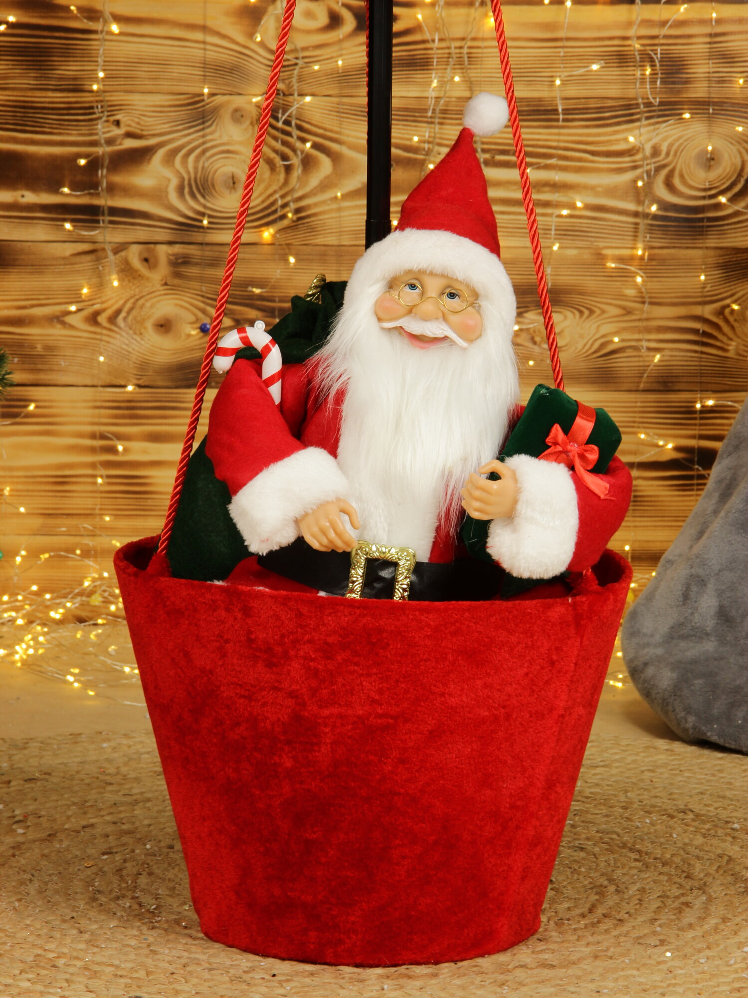 Дед мороз под елку красный, 110см, на воздушном шаре — фото 1